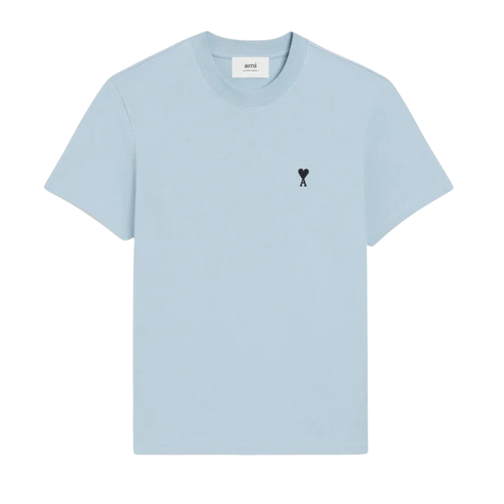 T-shirt Bleu Ciel Ami De Coeur Noir en Coton — Ami Paris