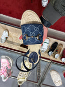 Sandales espadrilles compensées en denim monogrammé