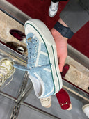Tennis basses en toile GG bleu ciel