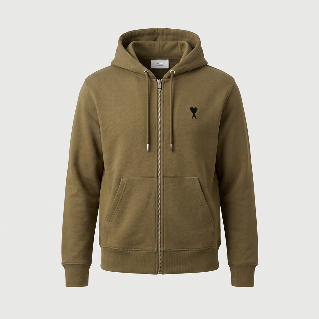 Hoodie Zippe Ami De Coeur Noir Bronze en Coton – face