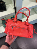 Sac bowling en cuir froissé corail