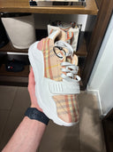 Sneakers à plateforme en toile check et bride logo