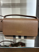 Sac bandoulière House Check brun taupe