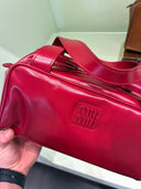 Sac bowling en cuir rouge framboise