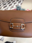 Sac porté épaule Horsebit en cuir lisse camel