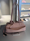 Sac Carrie Bowling S en cuir grainé rose poudré