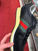 Sneakers rétro monogrammées noires à bande Web