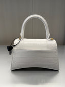 Sac à main Hourglass Top Handle effet croco blanc