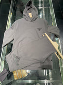 Sweat à capuche en coton technique gris graphite avec empiècements nylon