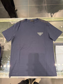 T-shirt en coton avec empiècements nylon bleu marine
