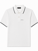 Polo en piqué de coton blanc à logo signature