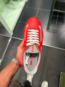 Prada Cup Sneakers en maille et cuir rouge vif