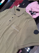 Moncler Polo en coton piqué kaki à poche poitrine