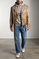 Veste Cuir Beige