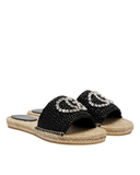 GG embellished raffia espadrille slides