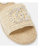 GG embellished raffia espadrille slides
