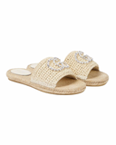 GG embellished raffia espadrille slides