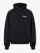 Balenciaga Political Campaign Layered Destroyed Hoodie Black