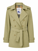 Trench court ceinturé en coton technique vert olive