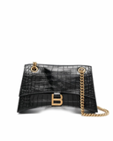 Sac Balenciaga Hourglass Croco Noir – Chaîne Dorée