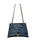 Sac Balenciaga Hourglass Croco Noir – Chaîne Dorée