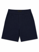 Short en molleton bleu marine avec détail nylon et logo triangle