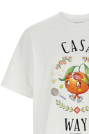 Casa Way Orange Mascot T-shirt – T-shirt Homme Blanc en Coton Bio avec Imprimé