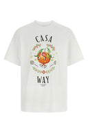 Casa Way Orange Mascot T-shirt – T-shirt Homme Blanc en Coton Bio avec Imprimé