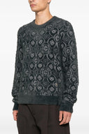Fluffy Monogram Sweater – Pull Homme Gris en Laine à Effet Fluffy avec Monogramme