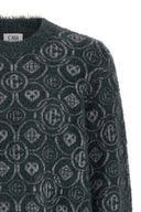 Fluffy Monogram Sweater – Pull Homme Gris en Laine à Effet Fluffy avec Monogramme
