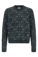 Fluffy Monogram Sweater – Pull Homme Gris en Laine à Effet Fluffy avec Monogramme
