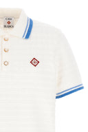 Boucle Polo Shirt – Polo Homme Blanc en Coton Mélangé avec Logo Casablanca