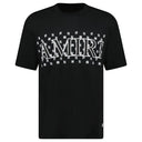 T-shirt noir et blanc à motif cachemire avec logo