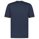 T-shirt Ellison coton bio bleu marine manches à carreaux