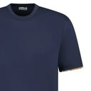 T-shirt Ellison coton bio bleu marine manches à carreaux