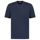 T-shirt Ellison coton bio bleu marine manches à carreaux