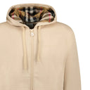 Sweat à capuche zippé "Hove" beige avec logo brodé et capuche à motif check