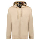 Sweat à capuche zippé "Hove" beige avec logo brodé et capuche à motif check