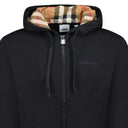 Sweat à capuche zippé "Hove" noir avec logo brodé et capuche à motif check