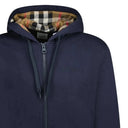Sweat zippé à capuche “Hove” à carreaux avec logo brodé bleu marine