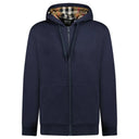 Sweat zippé à capuche “Hove” à carreaux avec logo brodé bleu marine