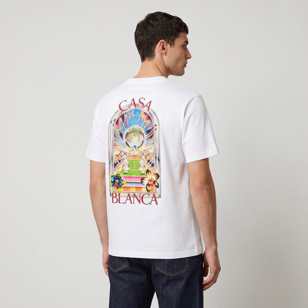 T-shirt Casablanca Landscape White porté – dos