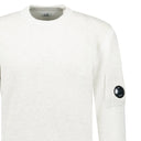 Pull col rond en maille polaire vanisé Lens blanc chiné