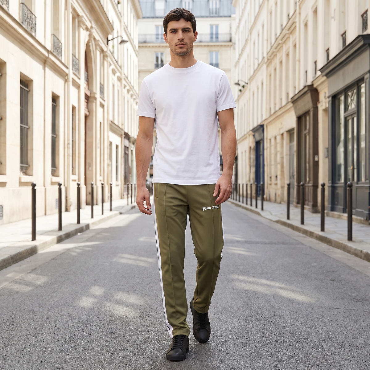 Palm Angels Classic Track Pant Khaki – porté – ambiance