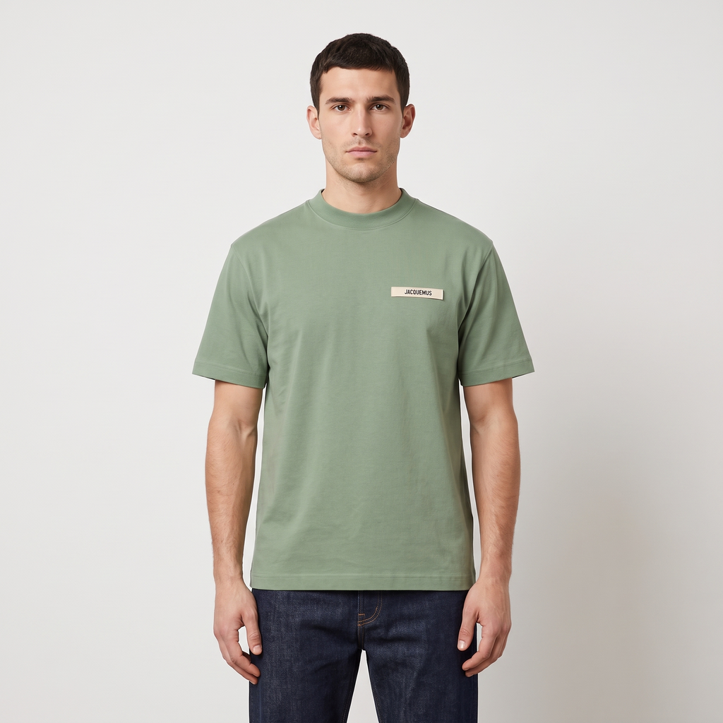Le t-shirt Gros Grain Jacquemus Khaki – porté – face
