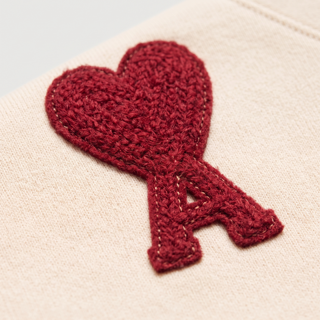 Sweatshirt Beige Patch Rouge Ami de Coeur En Coton – détail du logo
