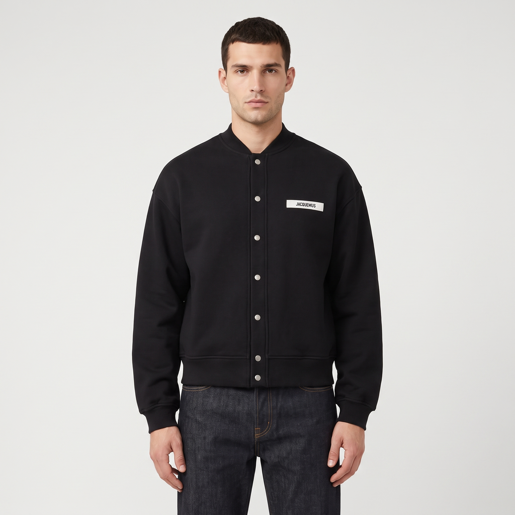 Le Cardigan Gros Grain Jacquemus Black – porté – face
