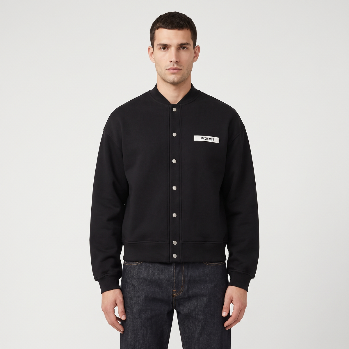 Le Cardigan Gros Grain Jacquemus Black – porté – face