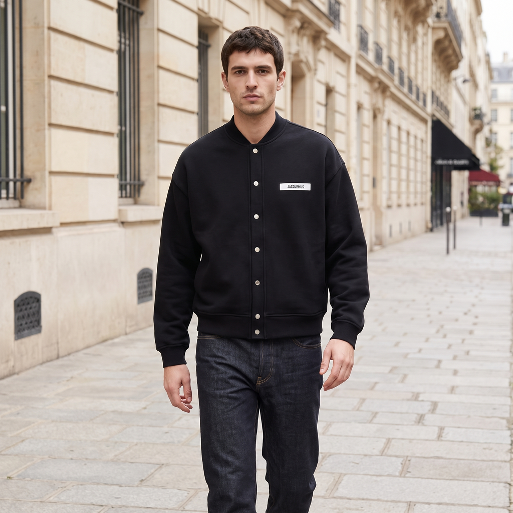 Le Cardigan Gros Grain Jacquemus Black – porté – ambiance