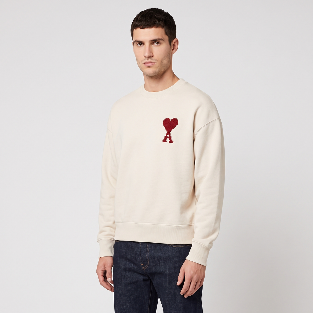 Sweatshirt Soleil Ami De Coeur en Coton – porté – trois-quarts